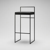 Barstol med Rygstøtte 90 cm Sort / Sort Læder