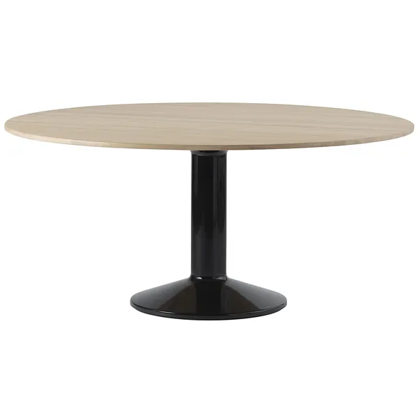 Midst Spisebord Ø160 cm Olieret Egetræ / Sort