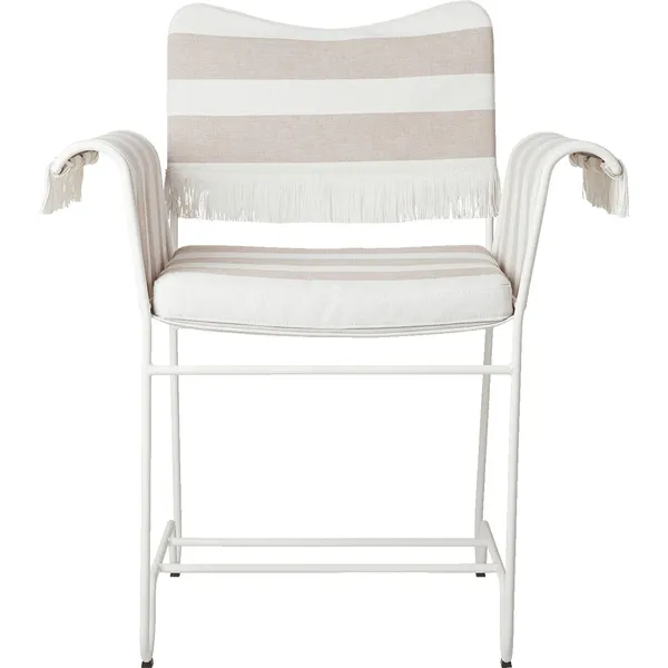 Tropique Matstol Med Fransar Classic White Semi Matt / Leslie Stripe 40