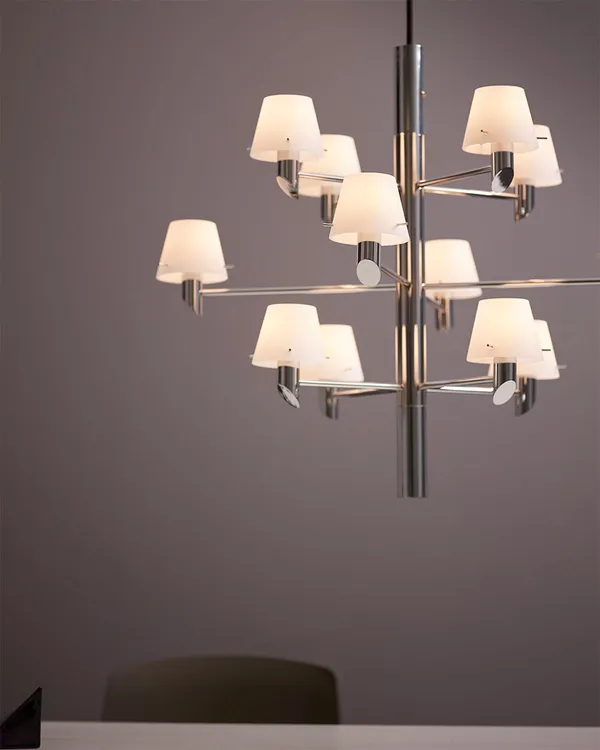Gil 12 Chandelier Chrome / Opal Glass