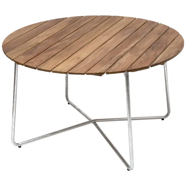 9A Bord Ø120 cm Obehandlad Teak / Varmförzinkat Stål