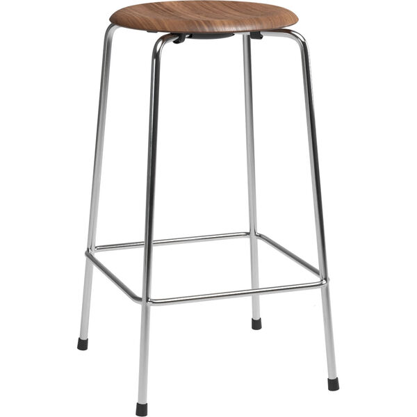 High Dot™ Barstol med 4 Ben 65 cm Valnøddefiner / Krom