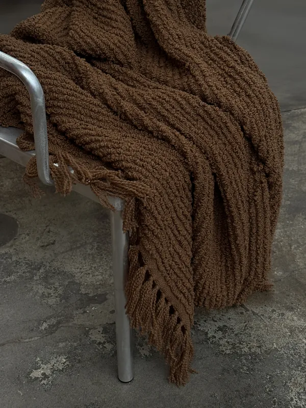 Janzen Wool Plaid Bouclé 130x170 cm Brown