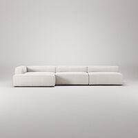 Grand 5-Sitssoffa schäslong Vänster Bouclétyg Steam White