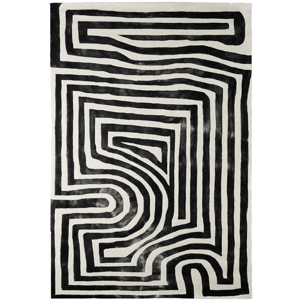 Psychadelic Labyrinth Uldgulvtæppe 300x400 cm Trækulsfarvet