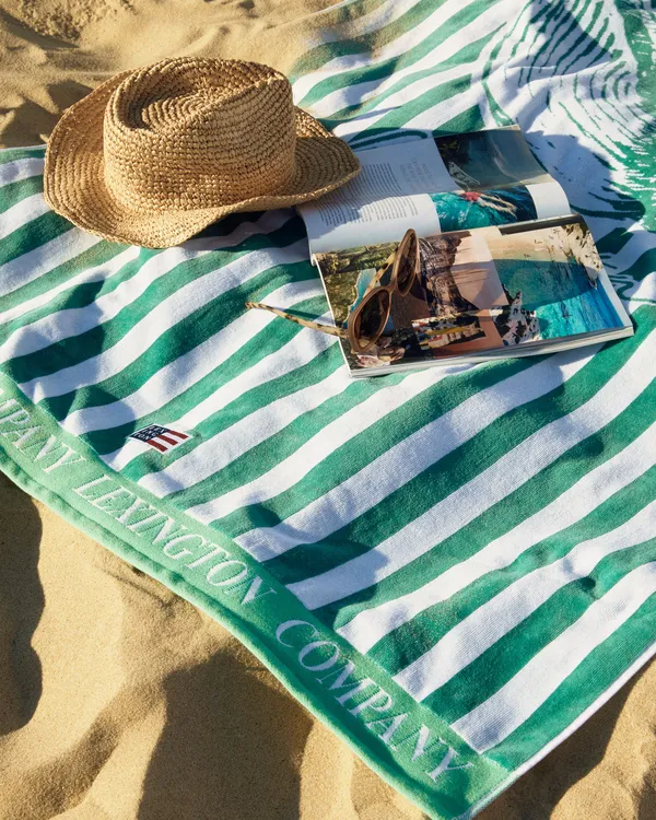 Strandhandduk Grön / Vit