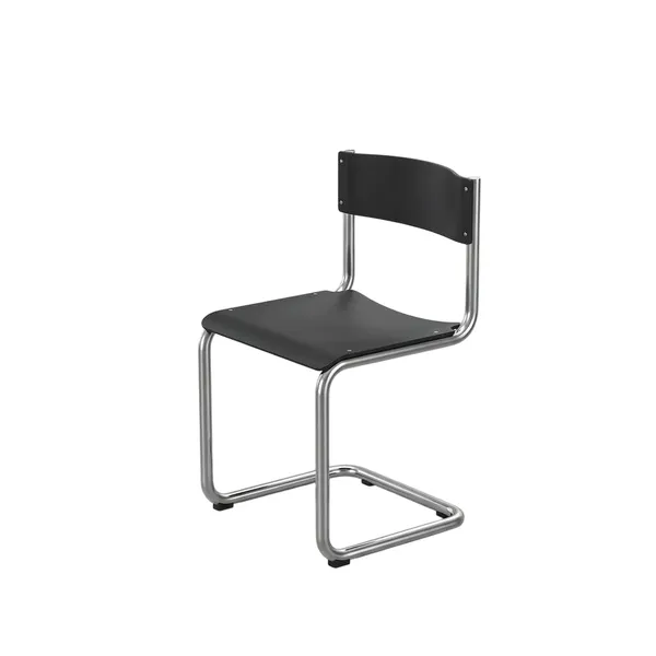 FM622 Stol Poleret Stål/Sort