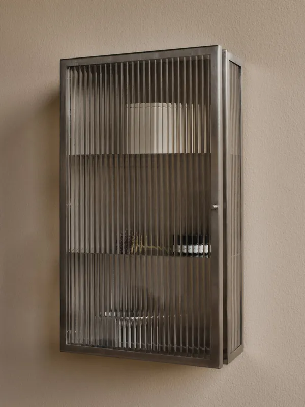 Haze Vægskab Ribbet Glas 35x60 cm Rustfrit Stål