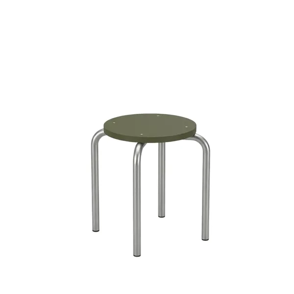 FM630 Skammel Poleret Stål/Olivengrøn