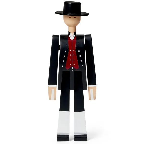 Norsk Bunad-Man Träfigur Svart/Svart / Vit