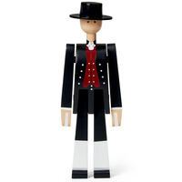 Norsk Bunad-Man Träfigur Svart/Svart / Vit