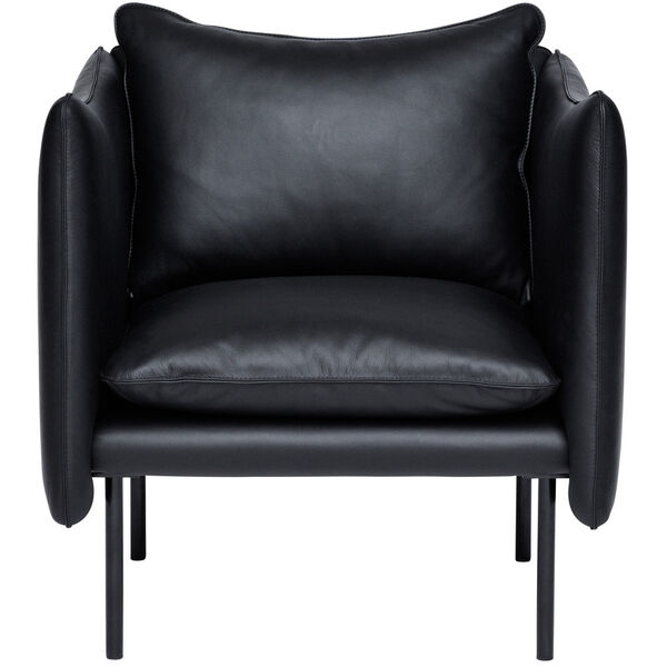 Tiki Lænestol S W:70 cm Sorte Ben / Læder Elmosoft Sort