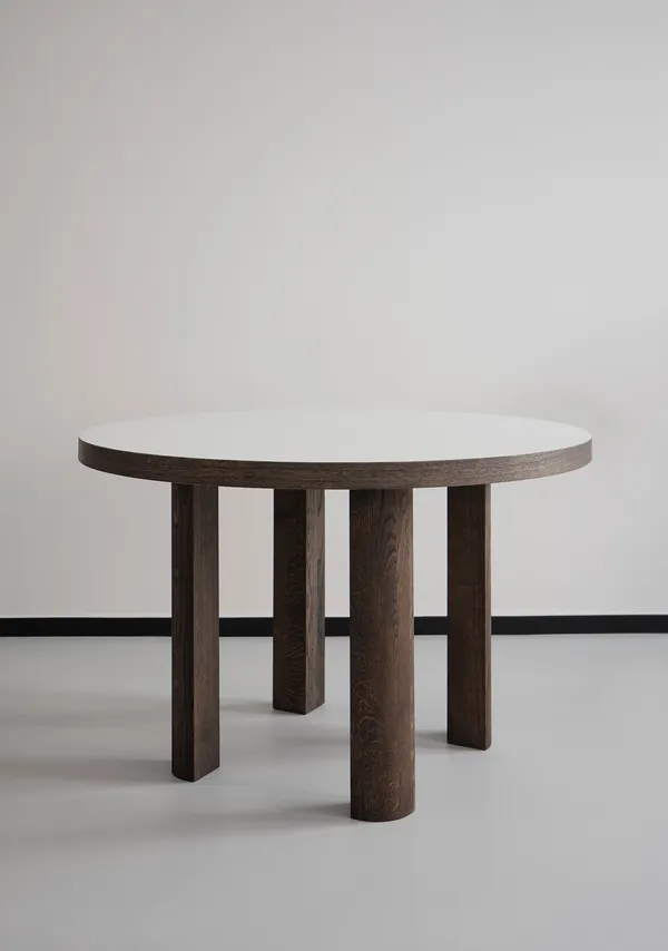 Quarter Spisebord Ø120 cm Røkt Eik/Hvitlaminert