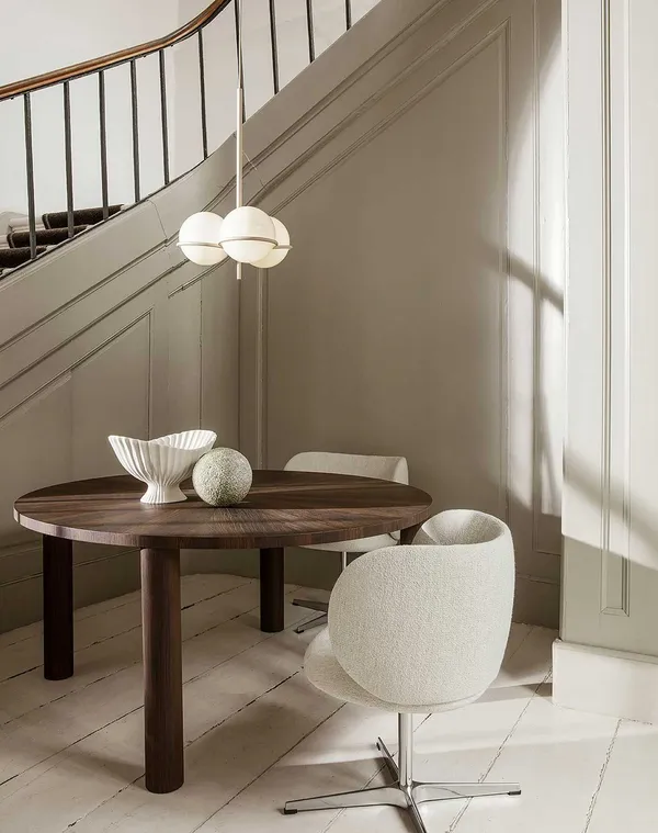 Rico Dining Swivel Bouclé Ruokailutuoli Luonnonvalkoinen
