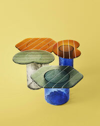 Striche Coffee Table Orange / Transparent
