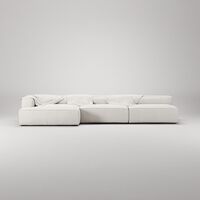 Grand 5-Sitssoffa schäslong Vänster Bouclétyg Steam White