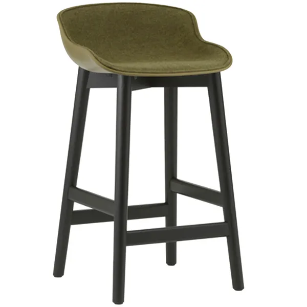 Hyg Barstol 65 cm Betrukket Forside Olivengrøn / Sort Egetræ