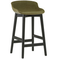 Hyg Barstol 65 cm Betrukket Forside Olivengrøn / Sort Egetræ