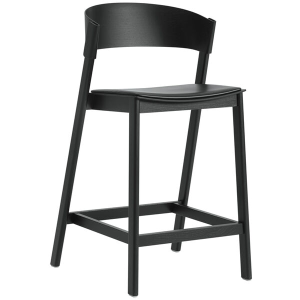 Cover Baarituoli Selkänojalla 65 cm Musta / Musta Nahka