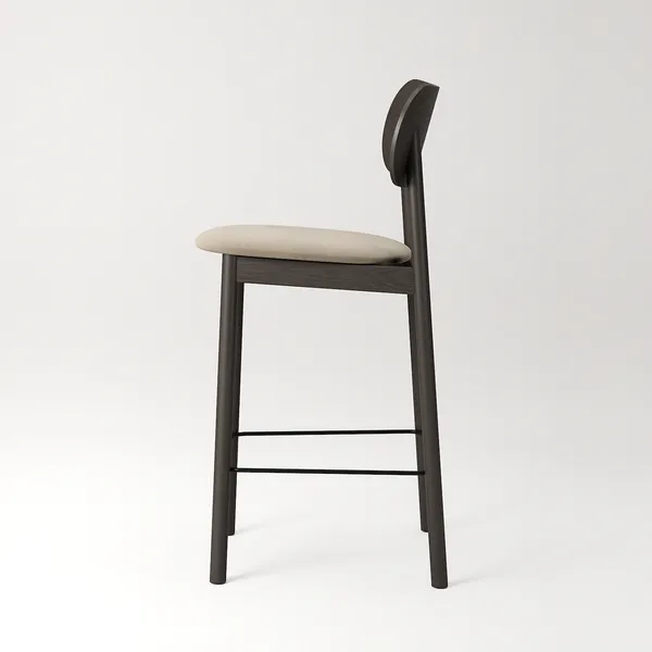 Elephant Barstol Mörk Ek / Beige Sammet