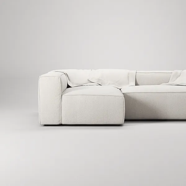 Grand 3-Sitssoffa Divan Vänster Bouclétyg Steam White