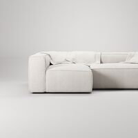 Grand 3-Sitssoffa Divan Vänster Bouclétyg Steam White