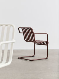 Palissade Cantilever Armchair Iron red powder coated steel