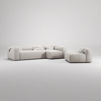 Grand 4-Seter Sofa Divan Høyre med Lenestol Moon White