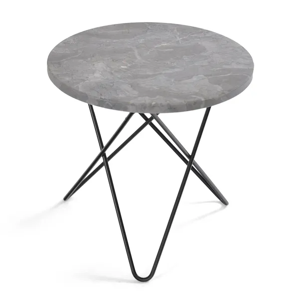 Mini O Table Sidebord Ø40 cm Sort/Grå Marmor