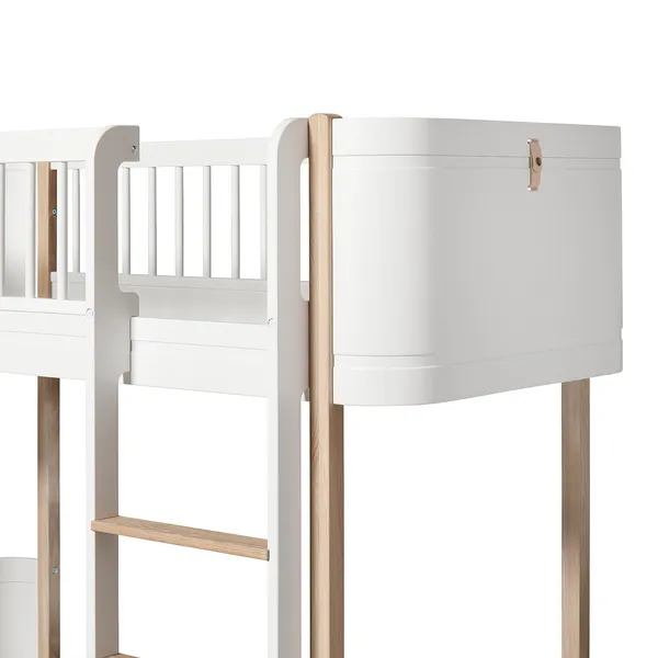Wood Mini+ Låg Loft Säng Vit/Ek