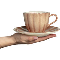 Oyster Kopp med Tallerken 25 cl Cinnamon