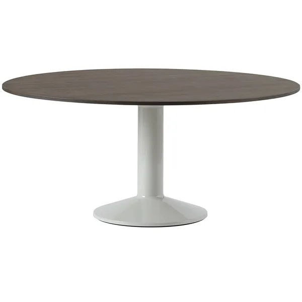 Midst Spisebord Ø160 cm Mørkolieret Eg / Gråt