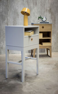 Höllviken Bedside Table Short Legs White Pigmented Oak