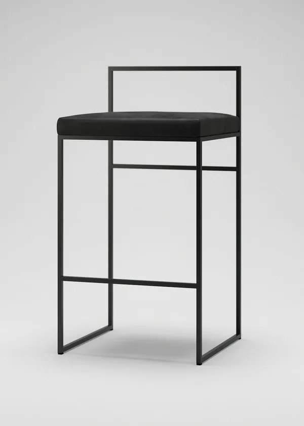 Barstol med Rygstøtte 80 cm Sort / Sort Fløjl