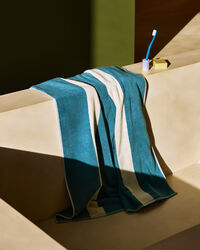 Stripe Bath Towel 100x150 cm Petrol Blue