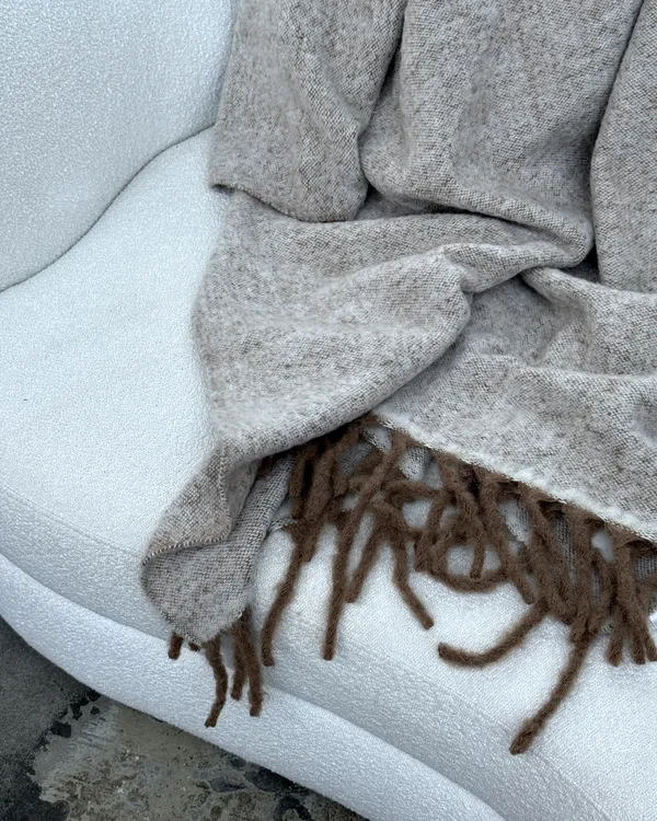 Fridh Plaid Mohair 130x170 cm Brun / Offwhite