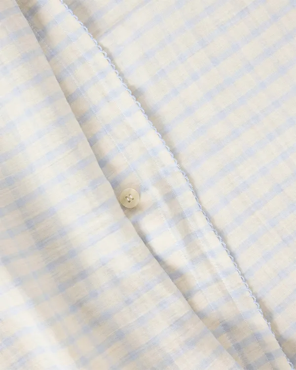 Gingham Sky Blue Muslin Duvet Cover Single 210x150 cm