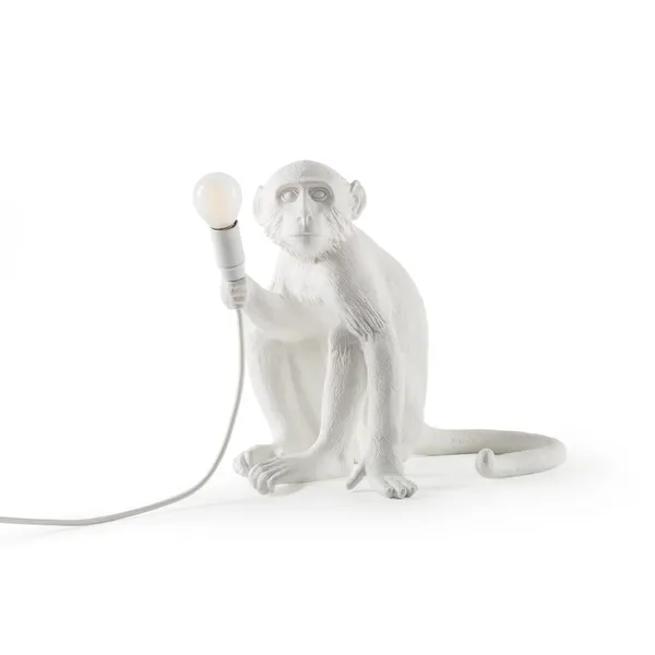 Monkey Lamp siddende Hvid