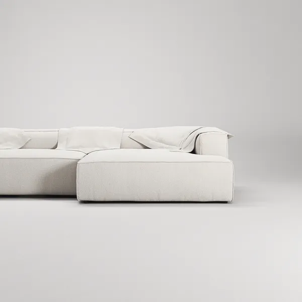 Grand 5-Sitssoffa schäslong Höger Bouclétyg Steam White