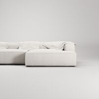 Grand 5-Sitssoffa schäslong Höger Bouclétyg Steam White