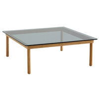 Kofi Soffbord 100x100 cm Vattenbaserad Lackad Ek / Klart Glas