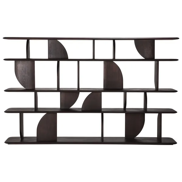 Geometric Boghylde Sortbejdset Teak