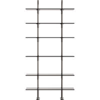 Keen Hyllesystem Med 6 Hyller 96 cm Sort Messing / Tonet Glass