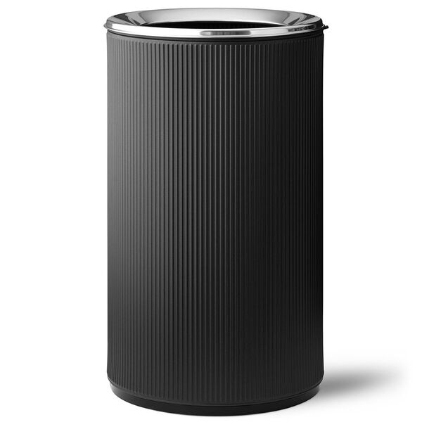 19 Open Top Søppelbøtte 60 L Sort / I Polert Stål