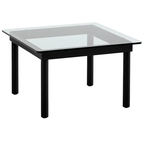 Kofi Sidebord 60x60 cm Sort Vandbaseret Lakeret Eg / Klart Glas