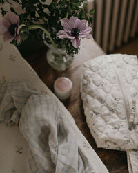 Gingham Sky Blue Muslin Tæppe 2-pak 60x60 cm