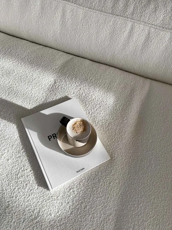Grand 3-Sitssoffa Bouclétyg Steam White