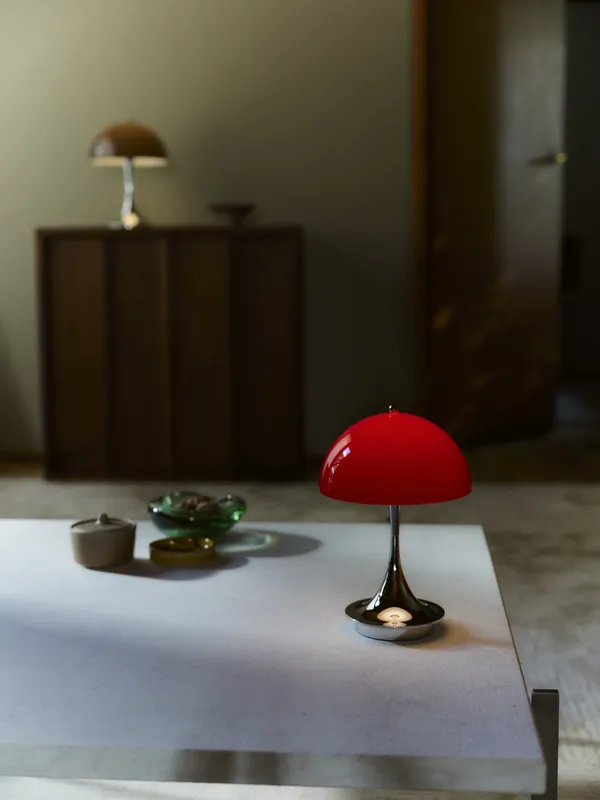Panthella 160 Bordlampe Bærbar V3 Original Opal Red