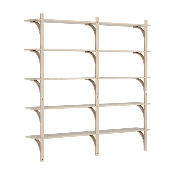Levi Wall Shelf 180 cm Big Aluminium / White Pigmented Oak