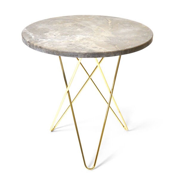 Tall Mini O Table Sidebord Ø50 cm Messing/Grå Marmor